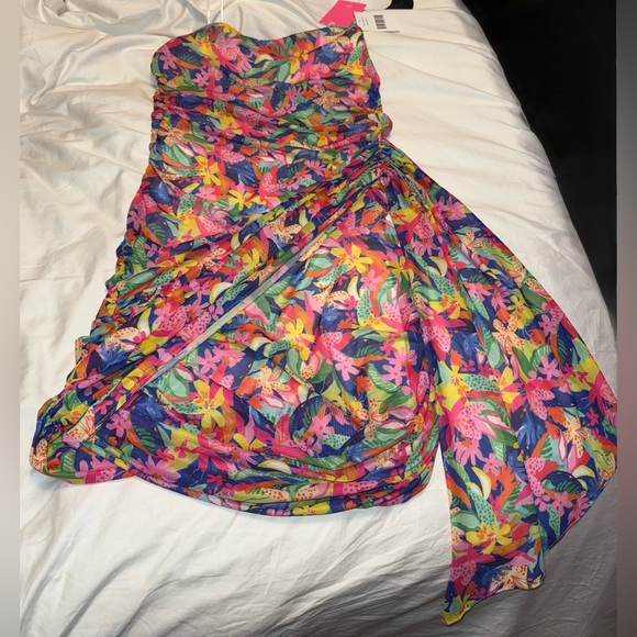 Amanda Uprichard Anja Strapless Ruched Mini Dress Paradiso Large NWT - Picture 5 of 14